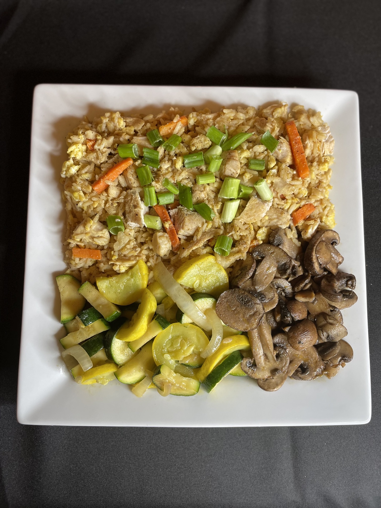 Vegetarian with rice and assorted vegetables